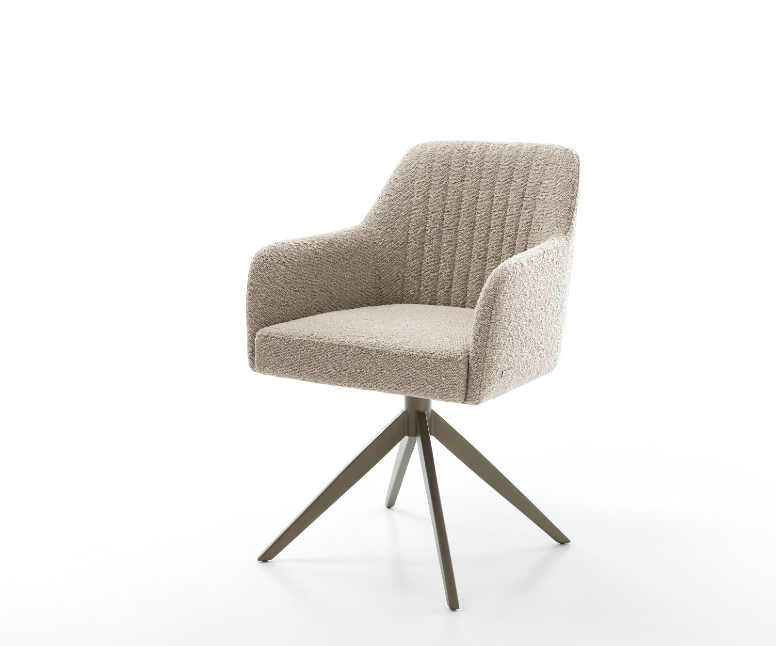 Chaise-pivotante Greg-Flex bouclé boue pied croisé large aspect titane pivotement sur 360° fonction bascule ressorts ensachés
