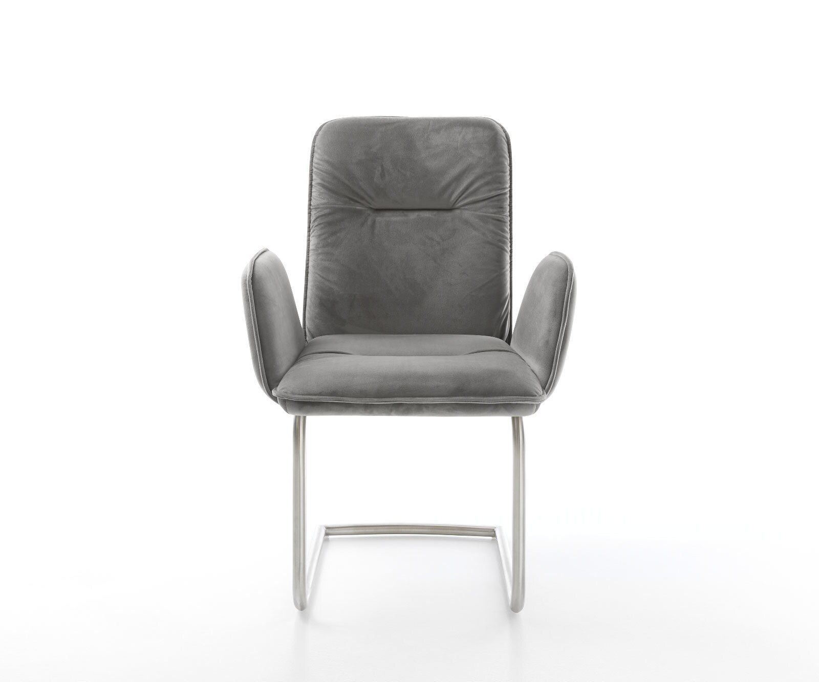 Cantilever Vinja-Flex velours gris pied cantilever rond acier inoxydable brossé 1 Cantilever Vinja-Flex velours gris pied cantilever rond acier inoxydable brossé 1