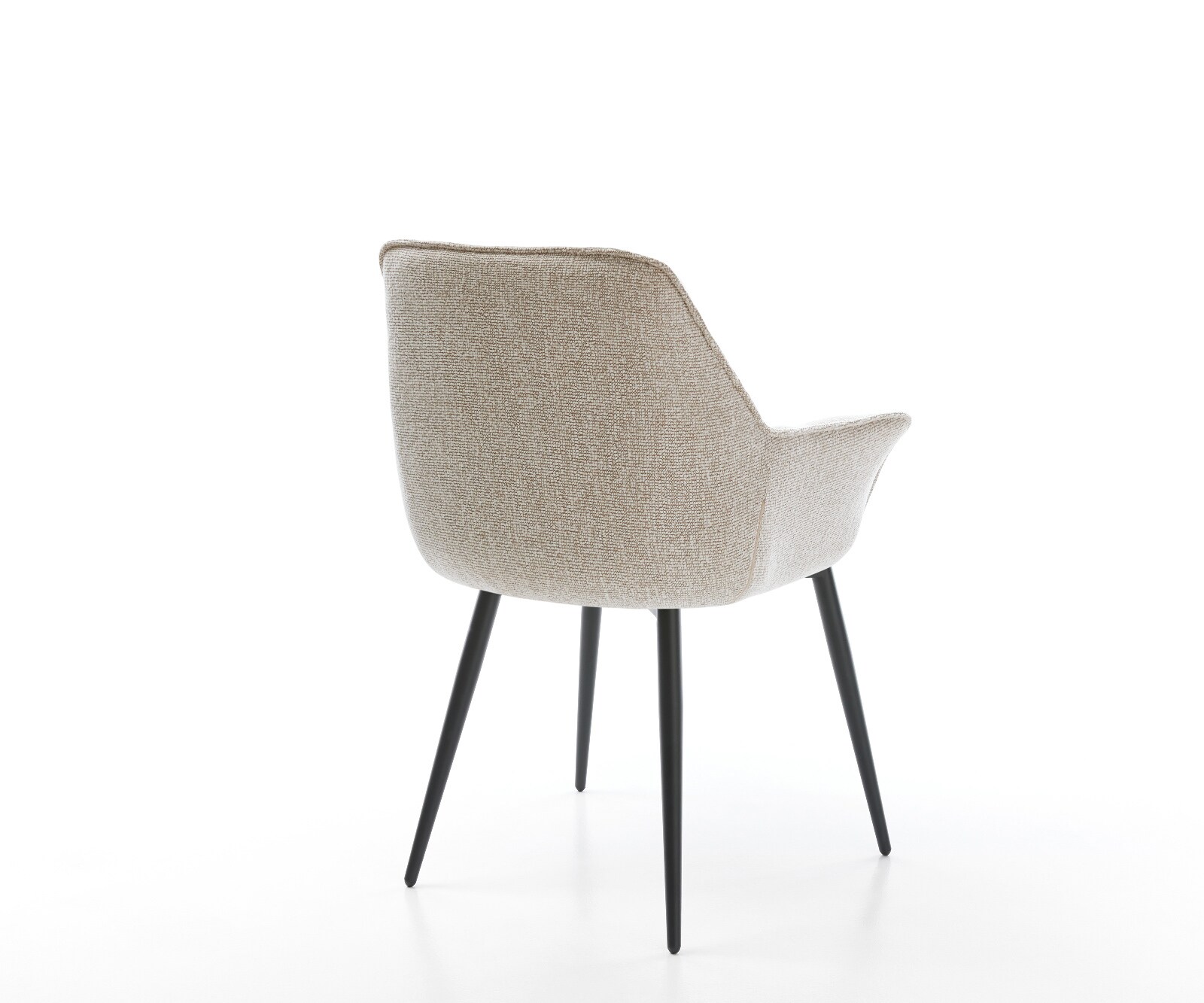 Chaise-de-salle-à-manger Kaira-Flex tissu tissé doux beige 4 pieds coniques noir 4