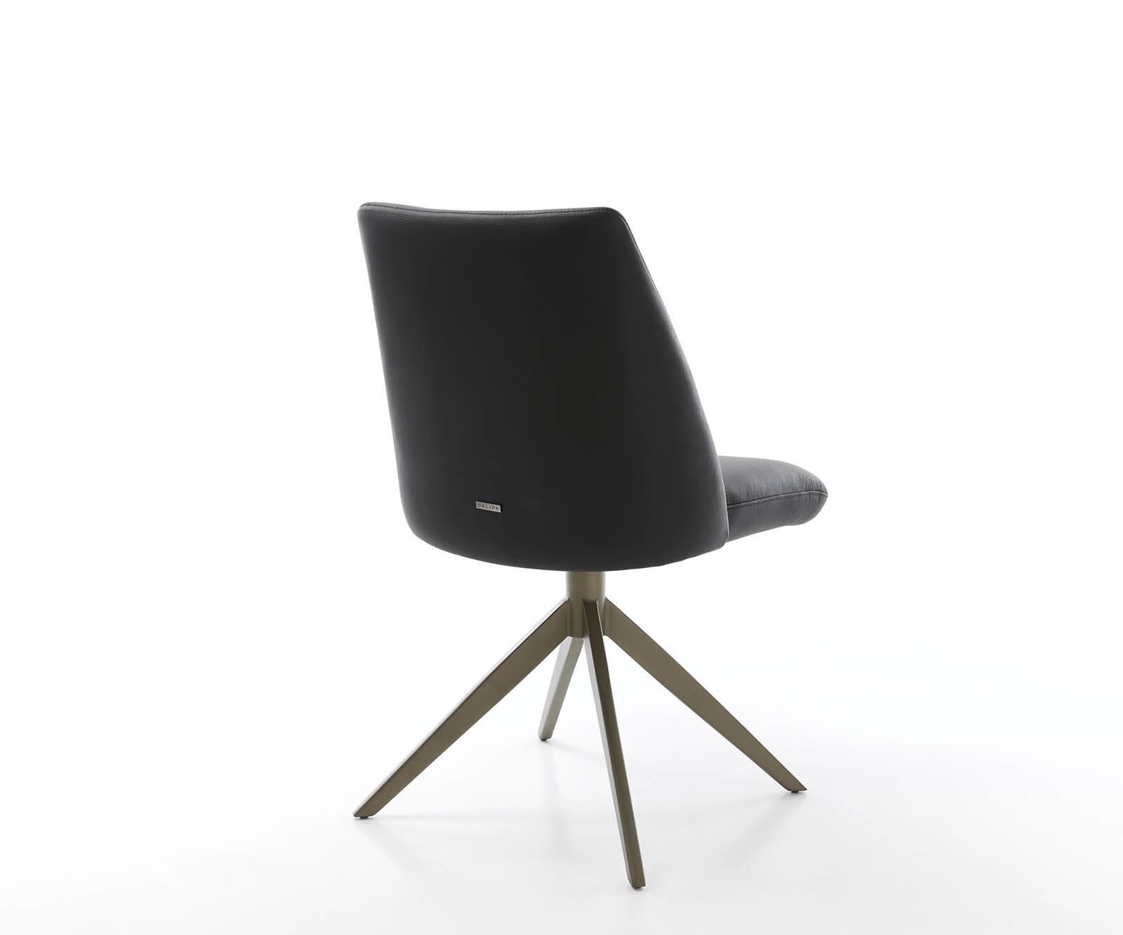 Chaise-pivotante Elso-Flex cuir de vache noir pied croisé large aspect titane pivotement sur 360° ressorts ensachés 4
