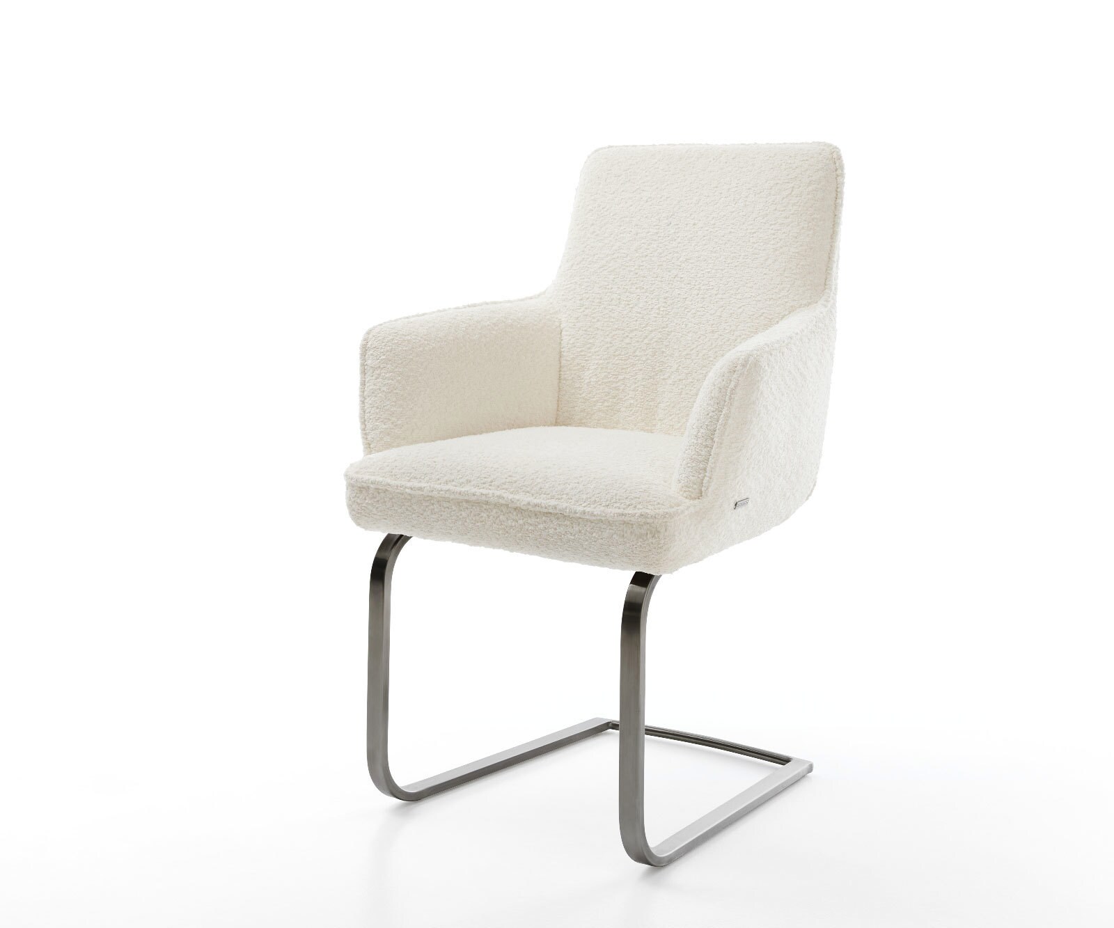 Cantilever Heira-Flex mit Armlehnen bouclé blanc pied cantilever plat grafiete ressorts ensachés 1