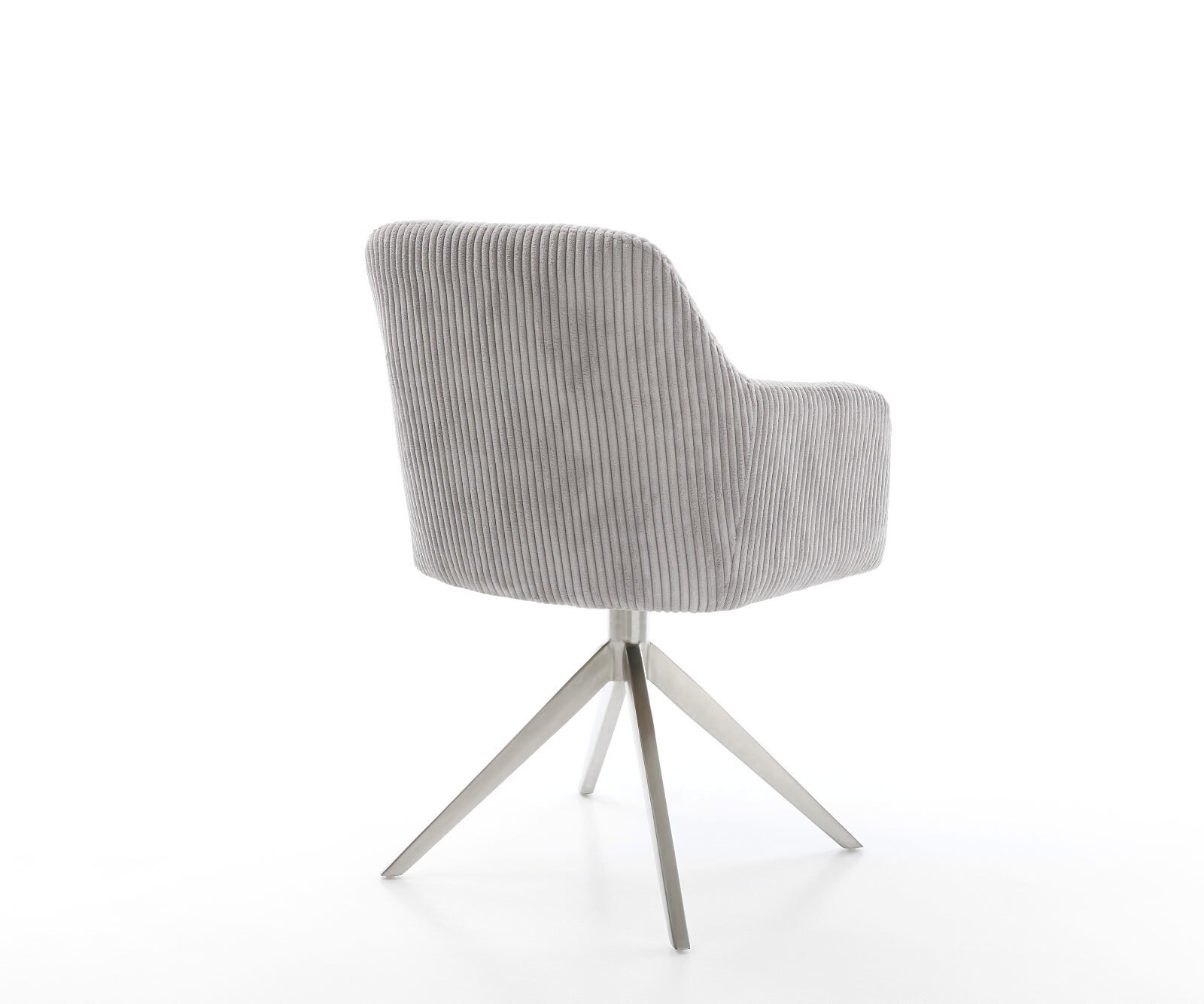 Chaise-pivotante Greg-Flex côtelé gris argenté pied croisé large acier inoxydable brossé pivotement sur 360° fonction bascule ressorts ensachés 4