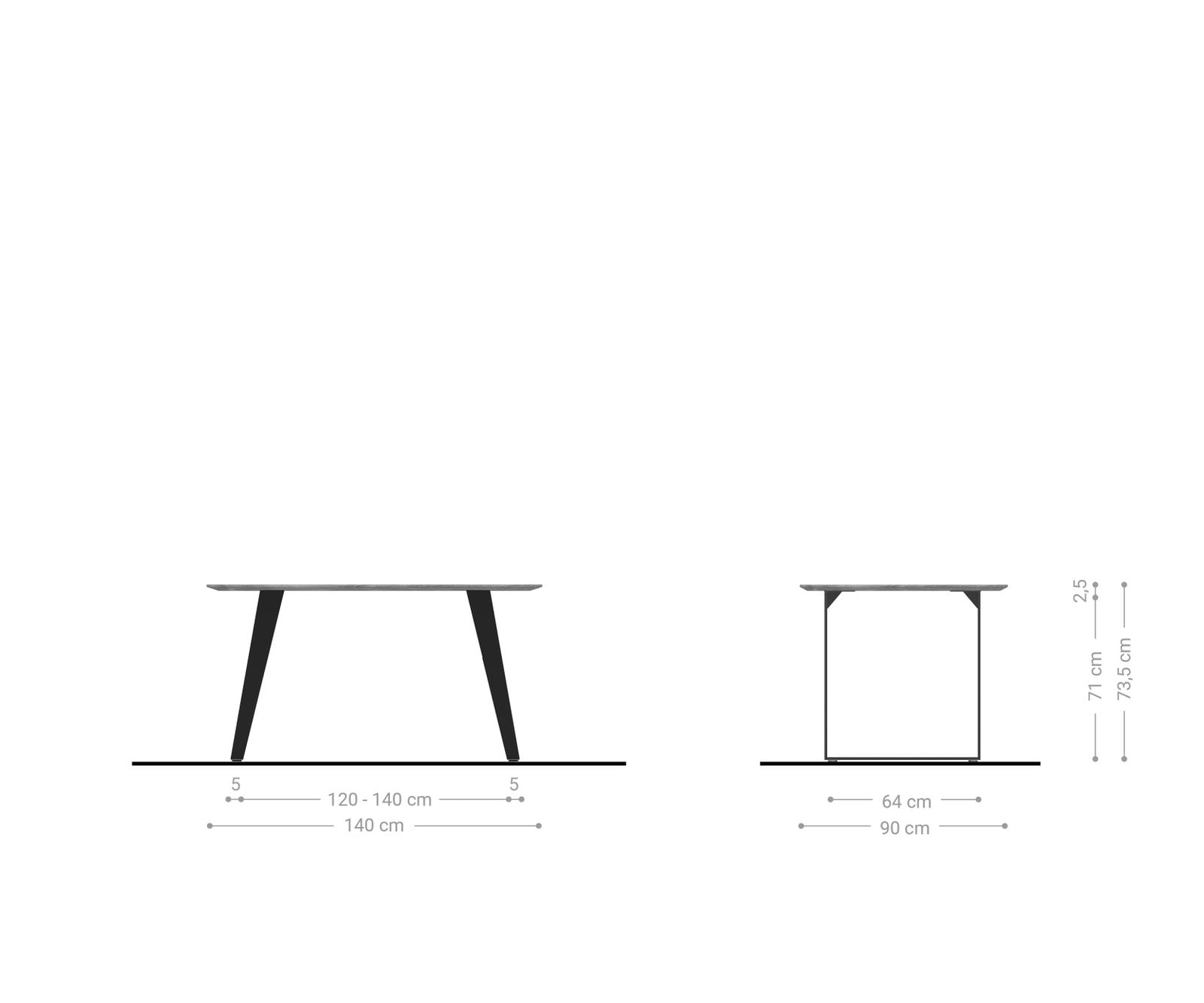 Table-à-manger Edge 140x90 acacia nature acier inoxydable incliné bord suisse 5 Table-à-manger Edge 140x90 acacia nature acier inoxydable incliné bord suisse 5