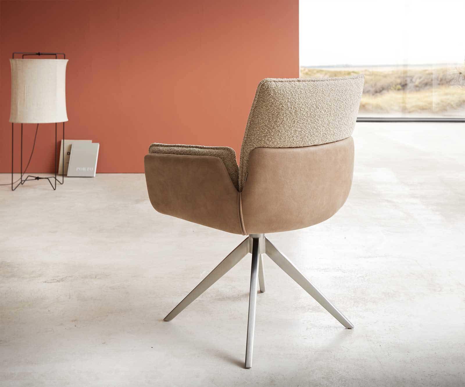 Chaise-pivotante Nela-Flex tissu mixte couleur boue pied croisé large acier inoxydable brossé pivotement sur 360° 4 Chaise-pivotante Nela-Flex tissu mixte couleur boue pied croisé large acier inoxydable brossé pivotement sur 360° 4