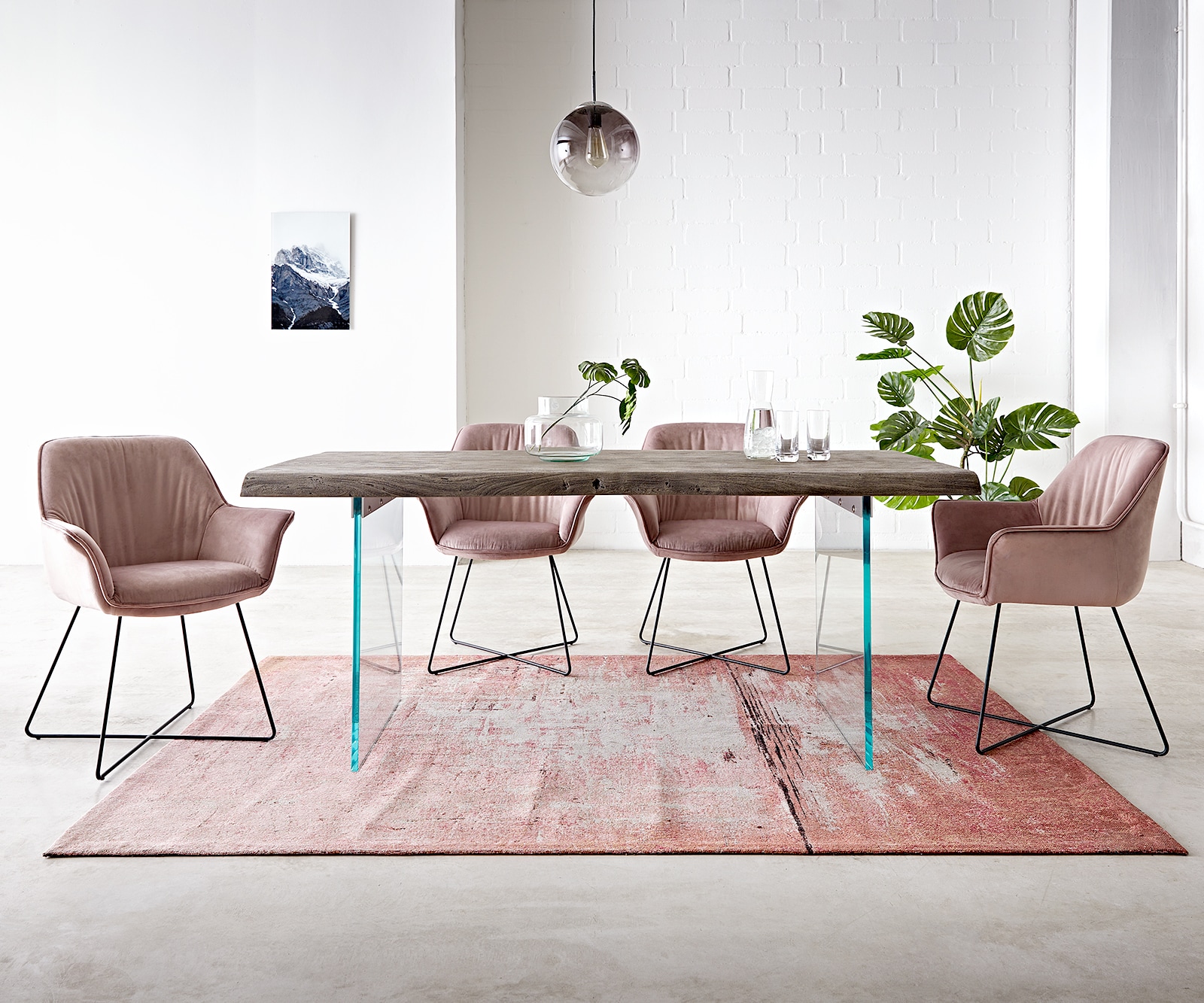 Table-à-manger Edge 200x100 XL acacia platine verre Live-Edge 1 Table-à-manger Edge 200x100 XL acacia platine verre Live-Edge 1