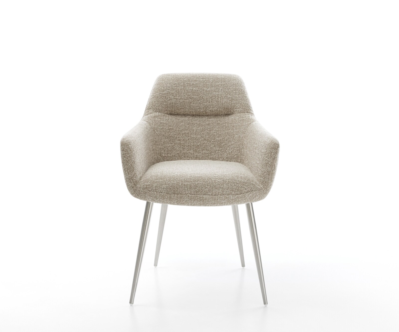 Chaise-de-salle-à-manger Pejo-Flex tissu tissé doux beige 4 pieds coniques acier inoxydable resorts ensachés 1