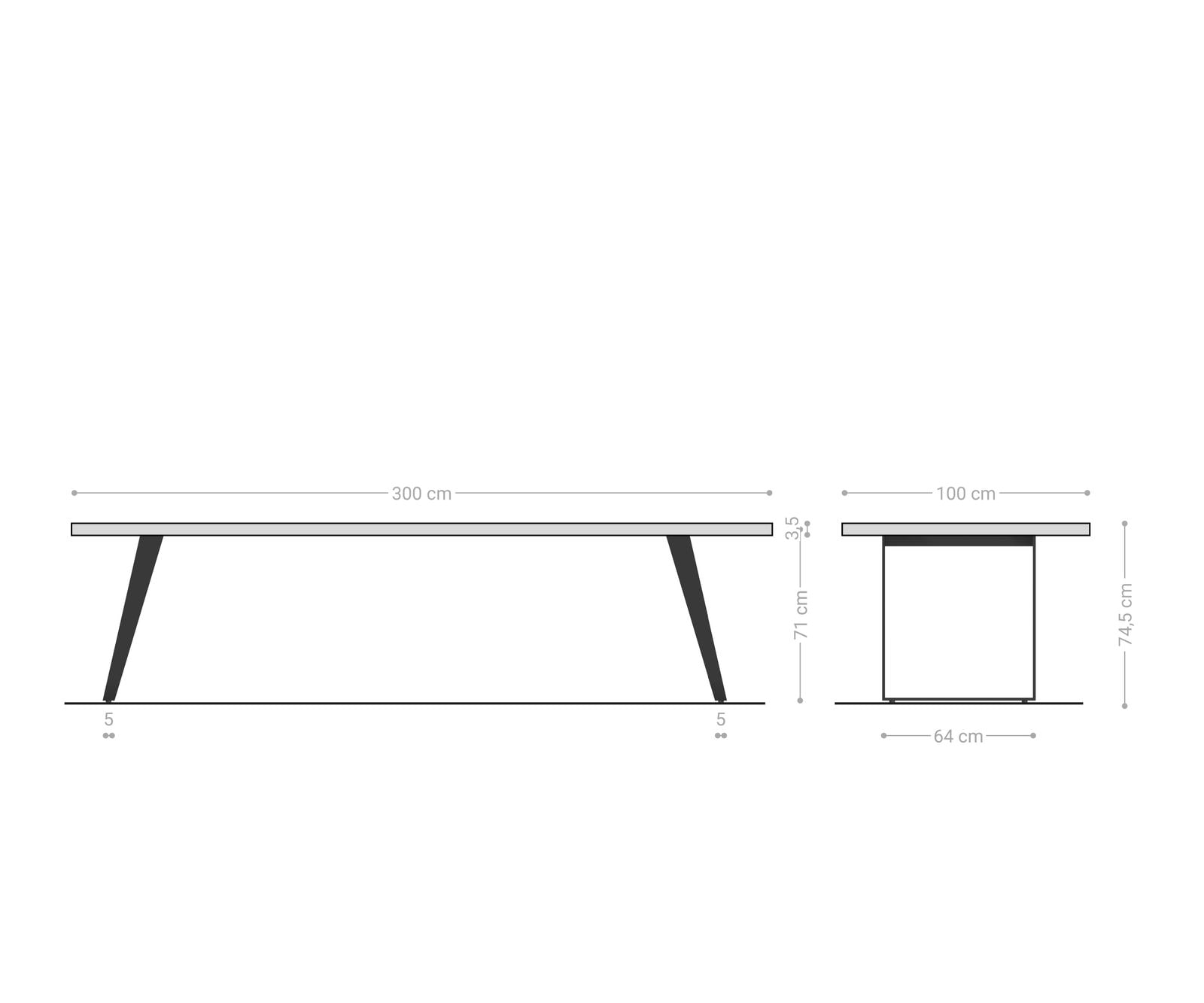 Table-à-manger Edge 300x100 acacia nature métal incliné Live-Edge 6 Table-à-manger Edge 300x100 acacia nature métal incliné Live-Edge 6