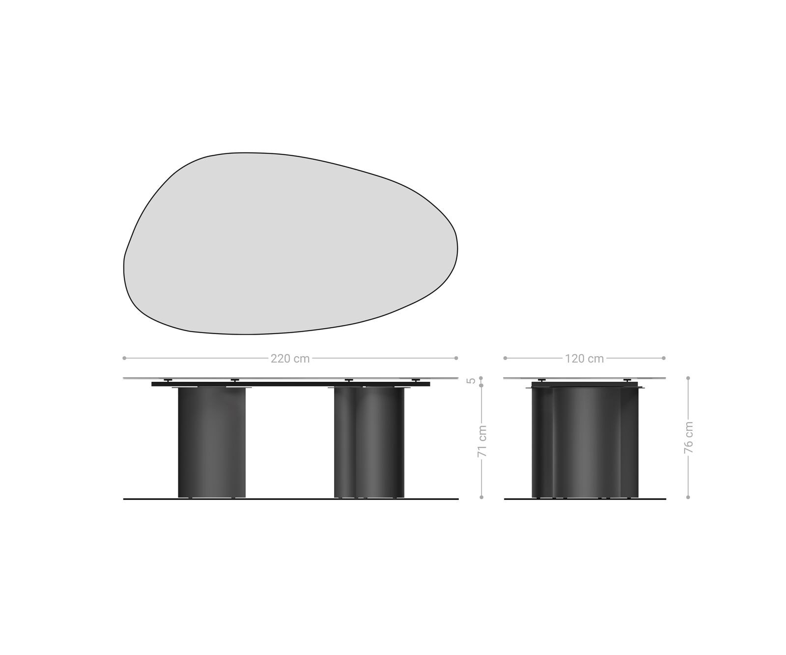 Table à manger Edge ovalee 220x120 céramique Laminam® Travertino Bianco crème-blanc Troa métal blanc 6