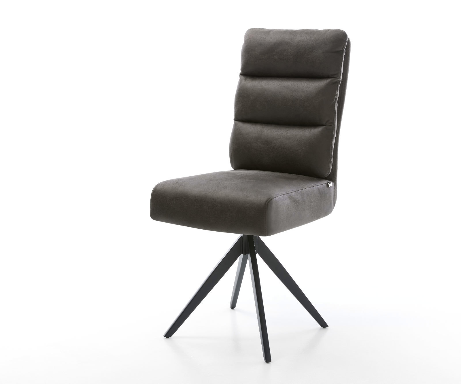 Chaise-de-salle-à-manger Pela-Flex microvelours anthracite vintage pied croisé angulaire noir ressorts ensachés 1