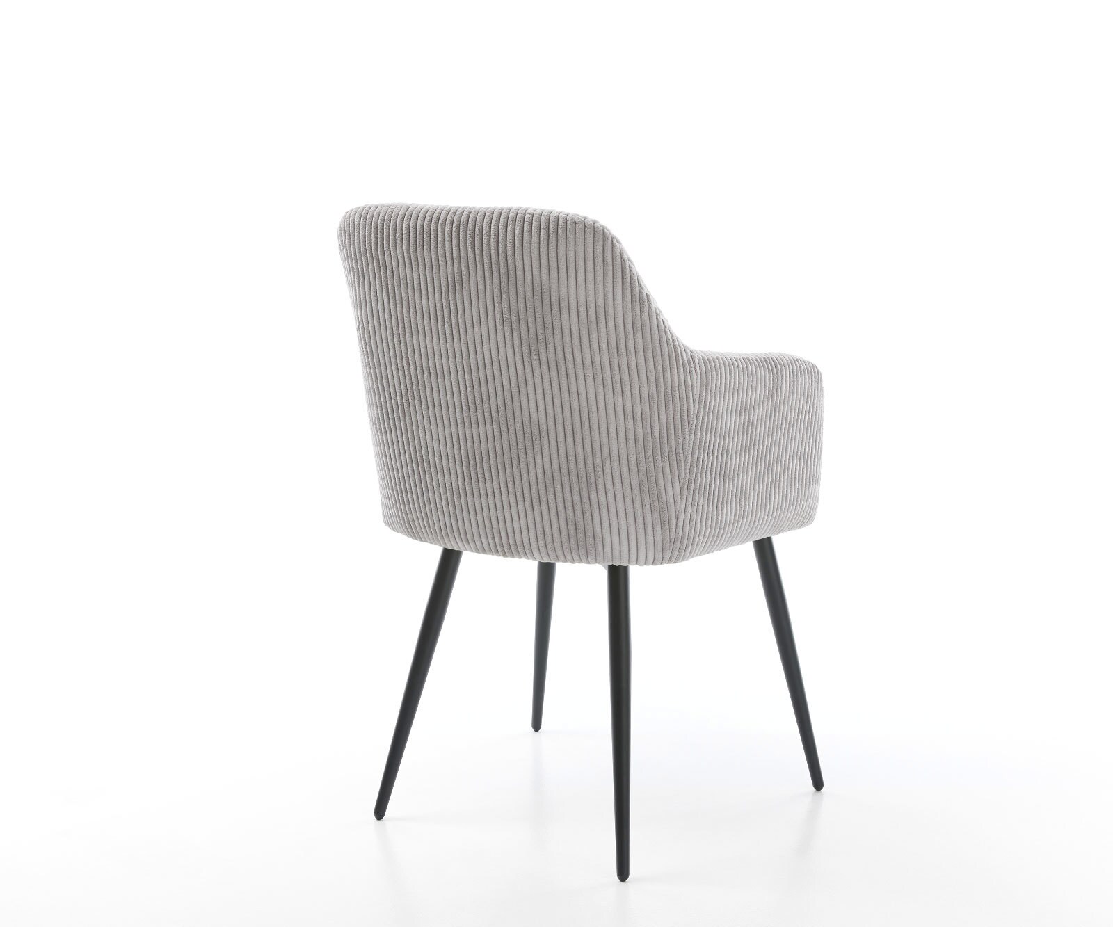 Chaise-de-salle-à-manger Greg-Flex côtelé gris argenté 4 pieds coniques noir ressorts ensachés 4 Chaise-de-salle-à-manger Greg-Flex côtelé gris argenté 4 pieds coniques noir ressorts ensachés 4