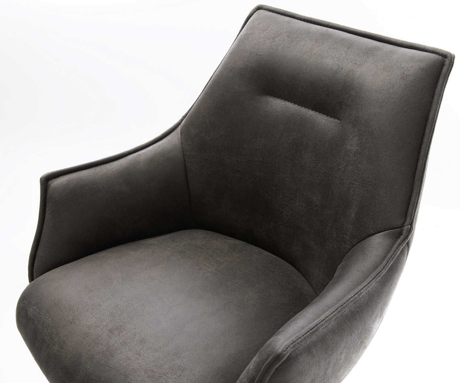 Chaise-de-bar Alja-Flex microfibre anthracite vintage cadre à patins métal noir ressorts ensachés 4