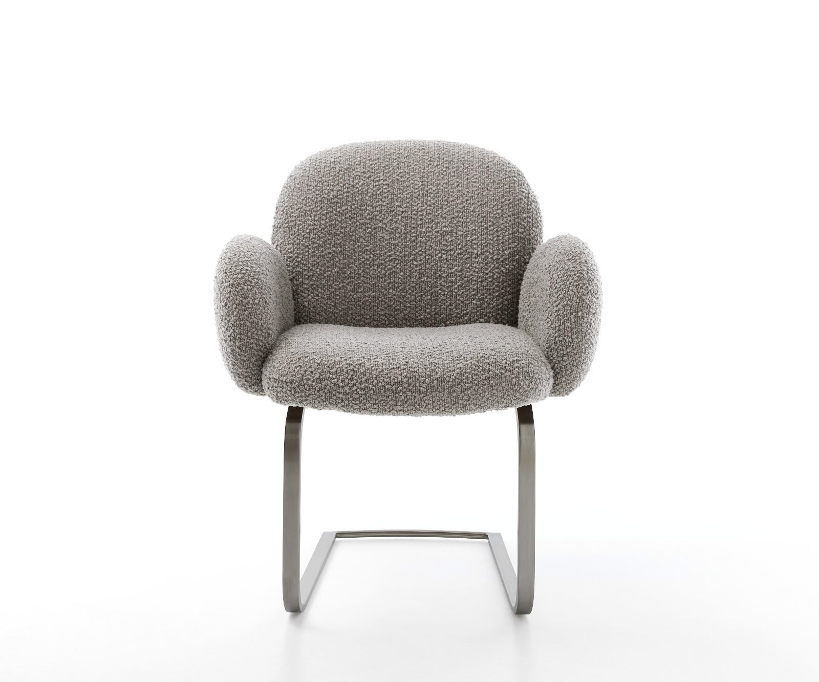 Cantilever Nube-Flex avec accoudoirs bouclé gris argenté pied cantilever plat grafiete ressorts ensachés 2