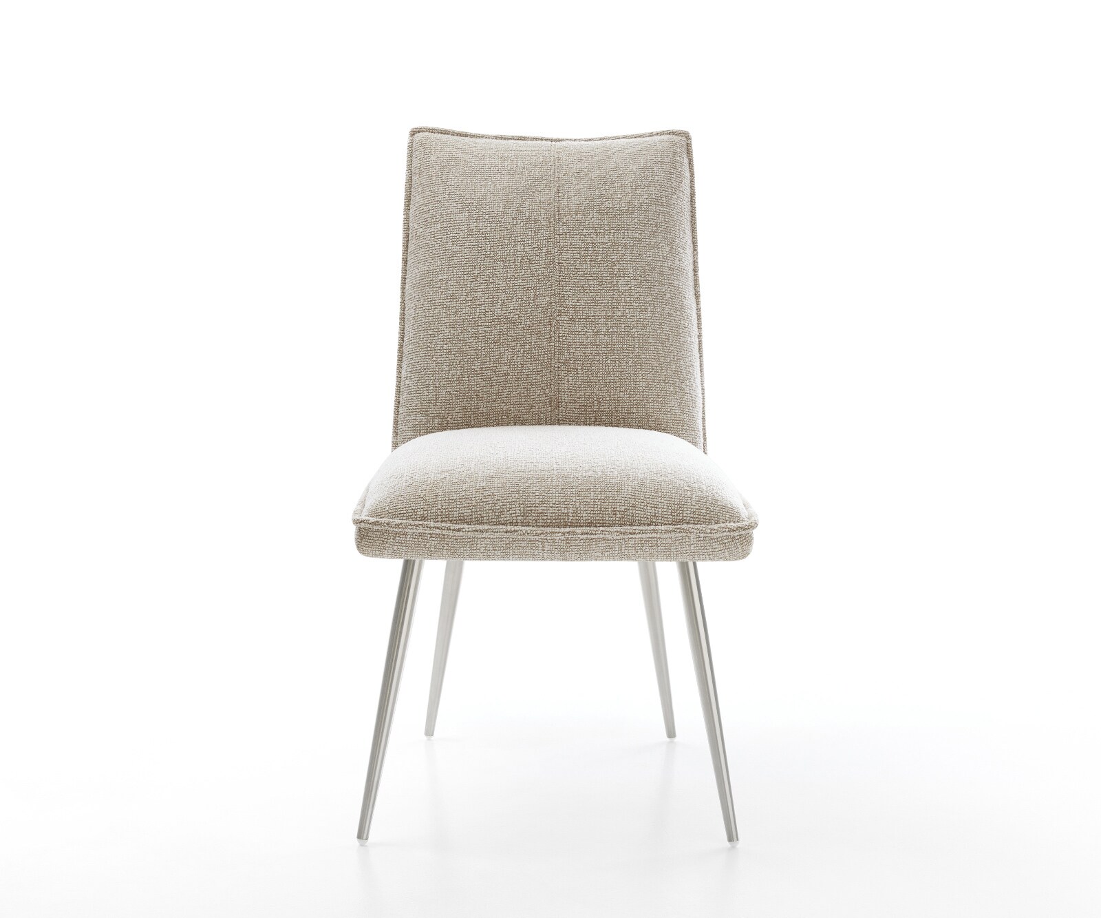 Chaise-de-salle-à-manger Lelio-Flex tissu tissé doux beige 4 pieds coniques acier inoxydable resorts ensachés 2