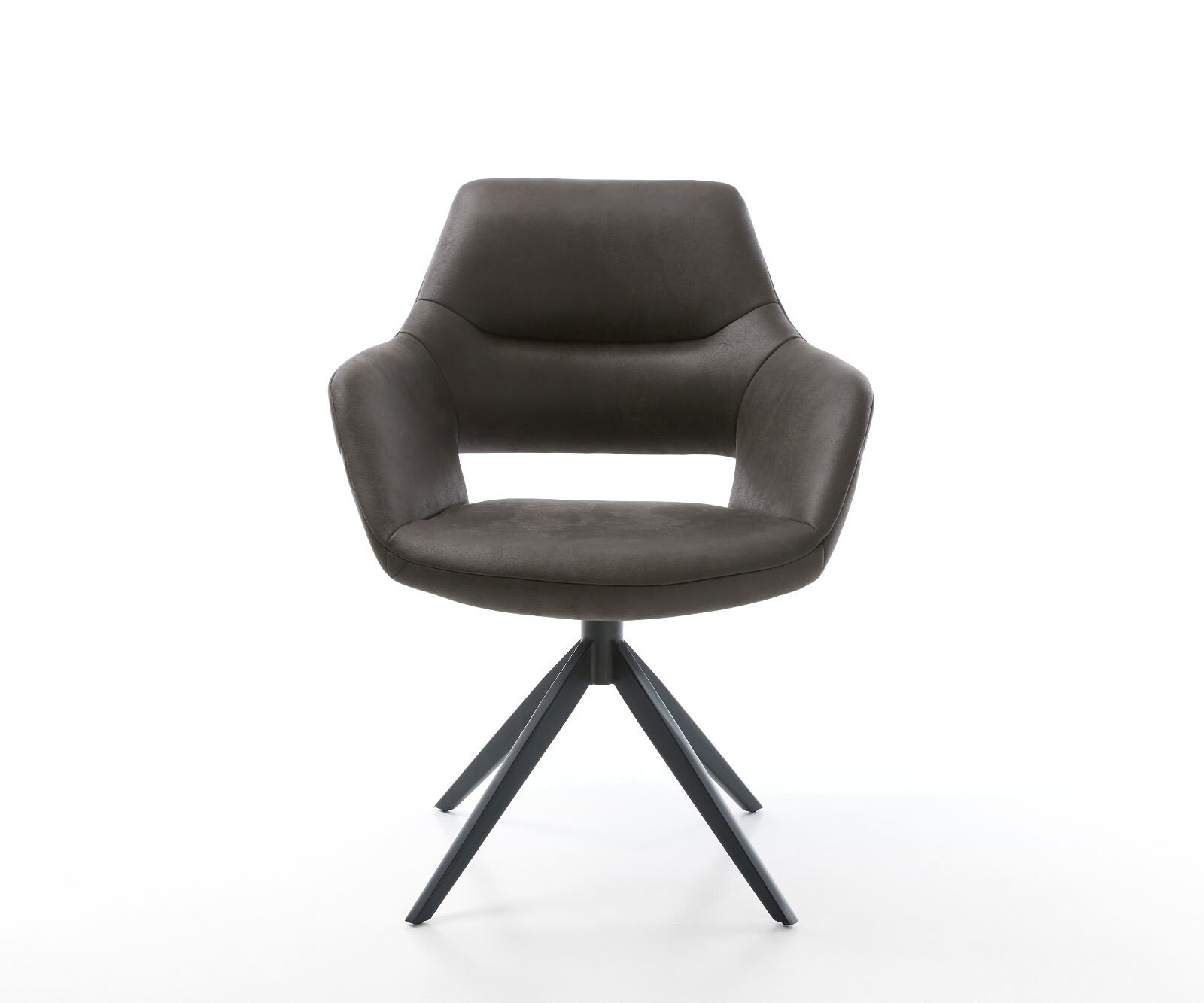 Chaise-pivotante Yago-Flex avec accoudoirs microvelours anthracite vintage pied croisé large noir pivotement sur 360° fonction bascule ressorts ensachés 2