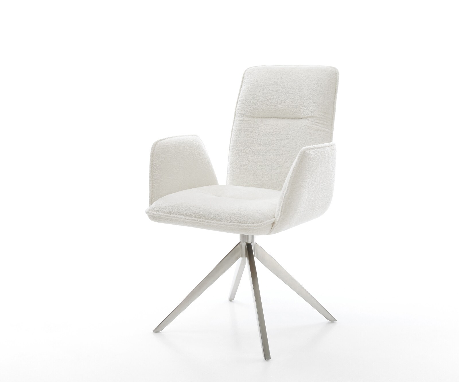 Chaise-pivotante Vinja-Flex bouclé doux beige pied croisé large acier inoxydable pivotement sur 360° fonction bascule 1