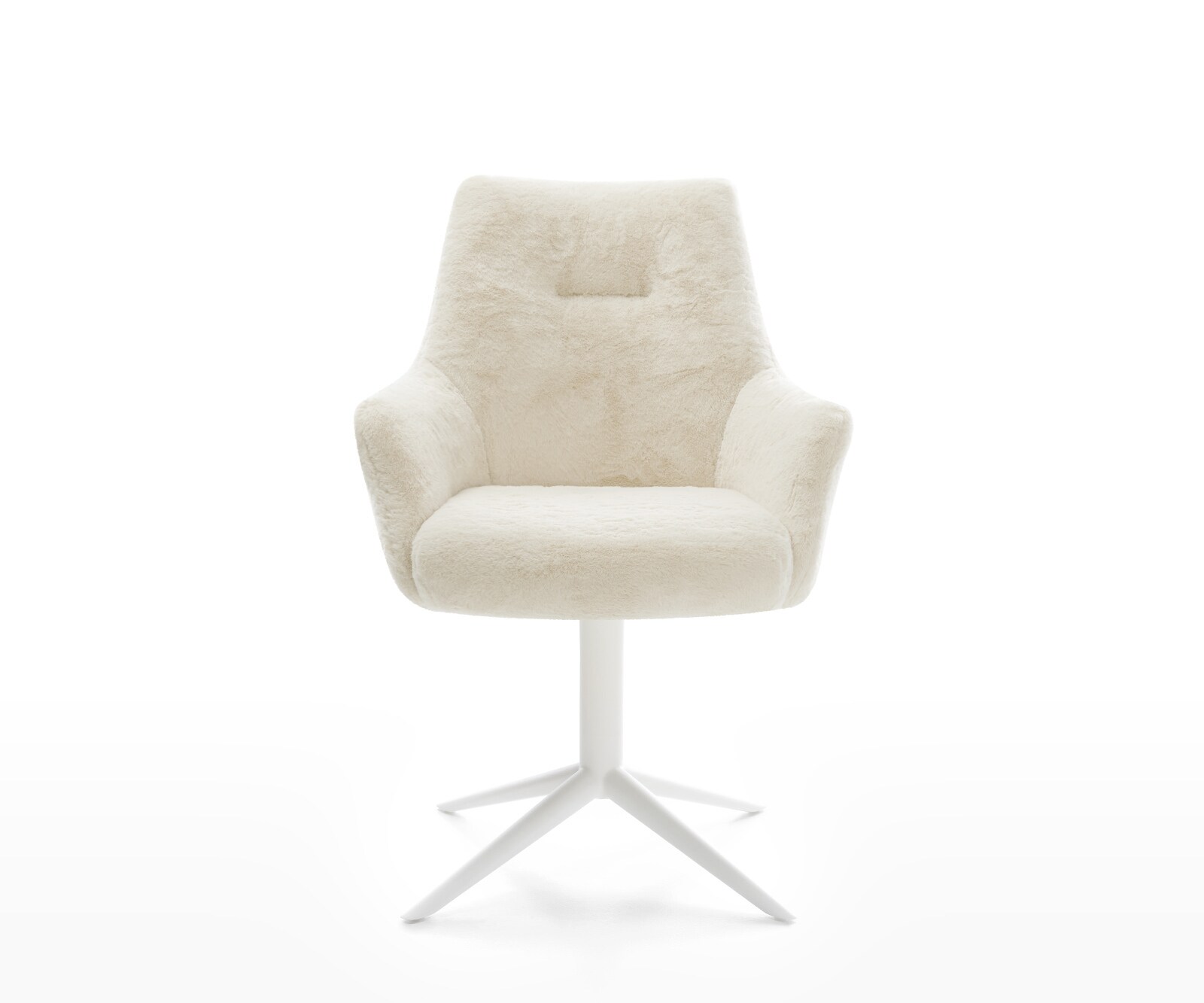 Chaise-pivotante Alja-Flex avec accoudoirs peluche crème-blanc pied de chaise 4 branches blanc pivotement sur 360° fonction bascule resorts ensachés 1