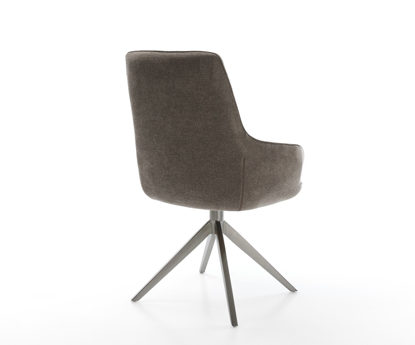 Chaise-pivotante Zelia-Flex avec accoudoirs tissu structuré doux taupe pied croisé large grafiete pivotement sur 360° fonction bascule ressorts ensachés 4