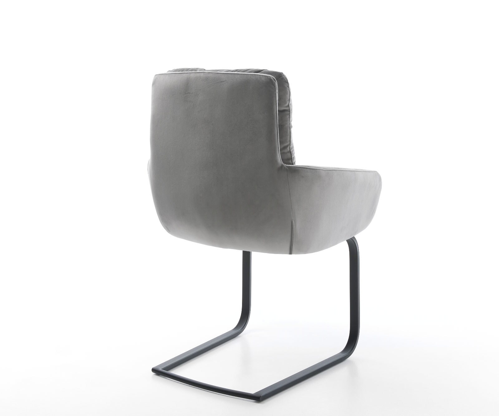 Cantilever Abelia-Flex avec accoudoirs velours gris pied cantilever plat noir 5