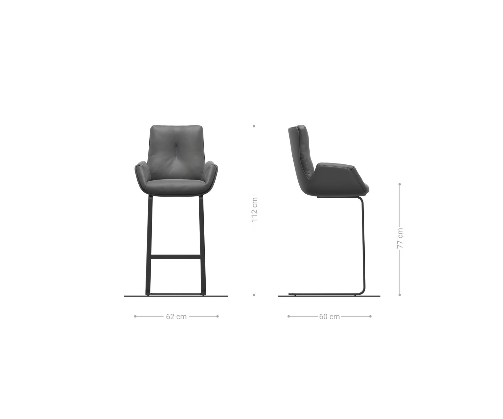 Chaise-de-bar Clea-Flex Tissu tissé doux Beige Pied cantilever plat noir Noir 5