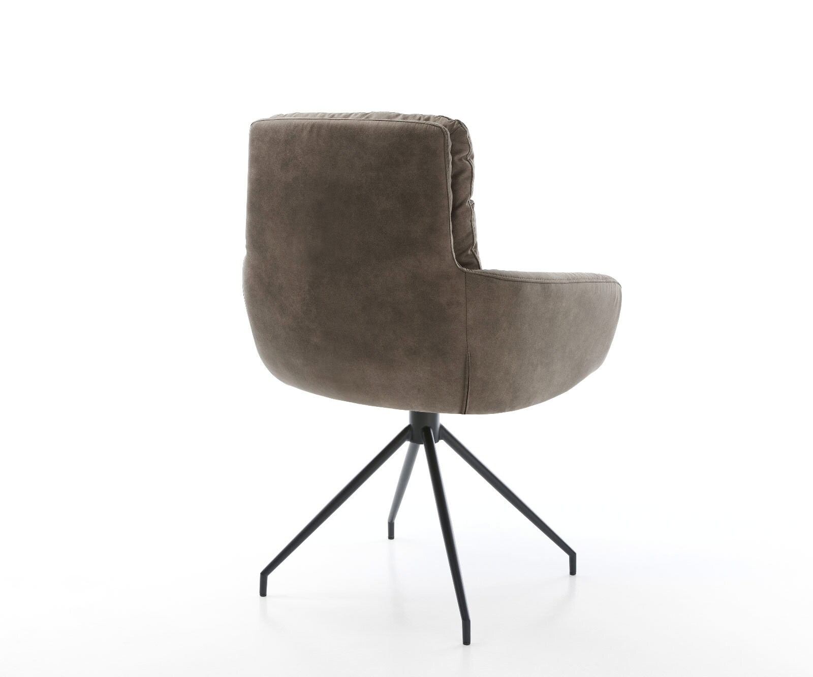 Chaise-de-salle-à-manger Abelia-Flex avec accoudoirs microvelours taupe vintage pied croisé conique noir 5