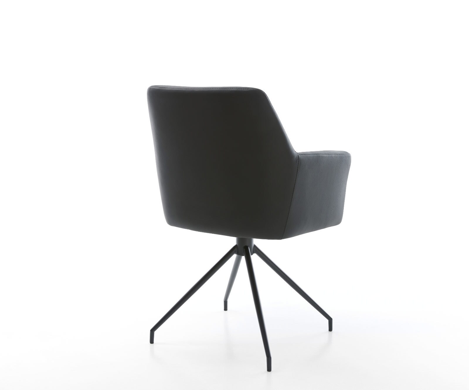 Chaise-pivotante Xana-Flex avec accoudoirs cuir de vache noir pied croisé conique noir pivotement sur 180° ressorts ensachés 4