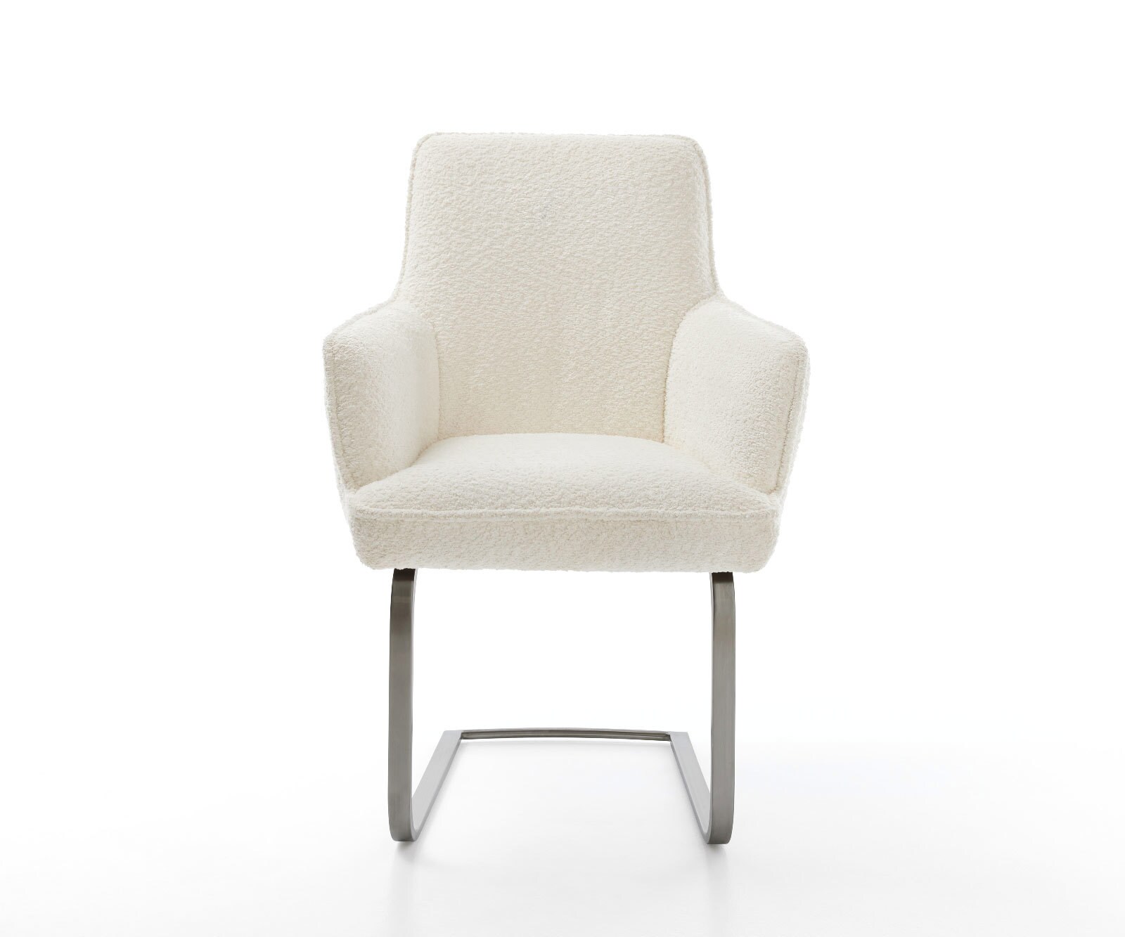 Cantilever Heira-Flex mit Armlehnen bouclé blanc pied cantilever plat grafiete ressorts ensachés 2