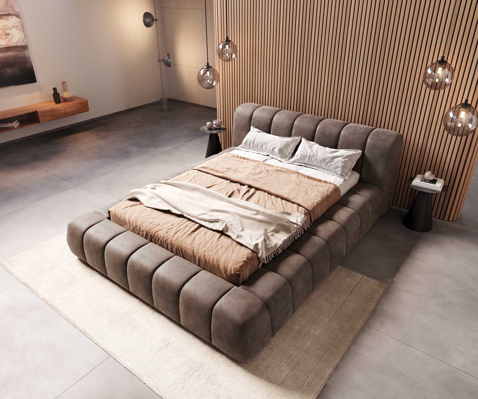Sommier-rembourré Cutio 140x200 cm microfibre taupe vintage 3