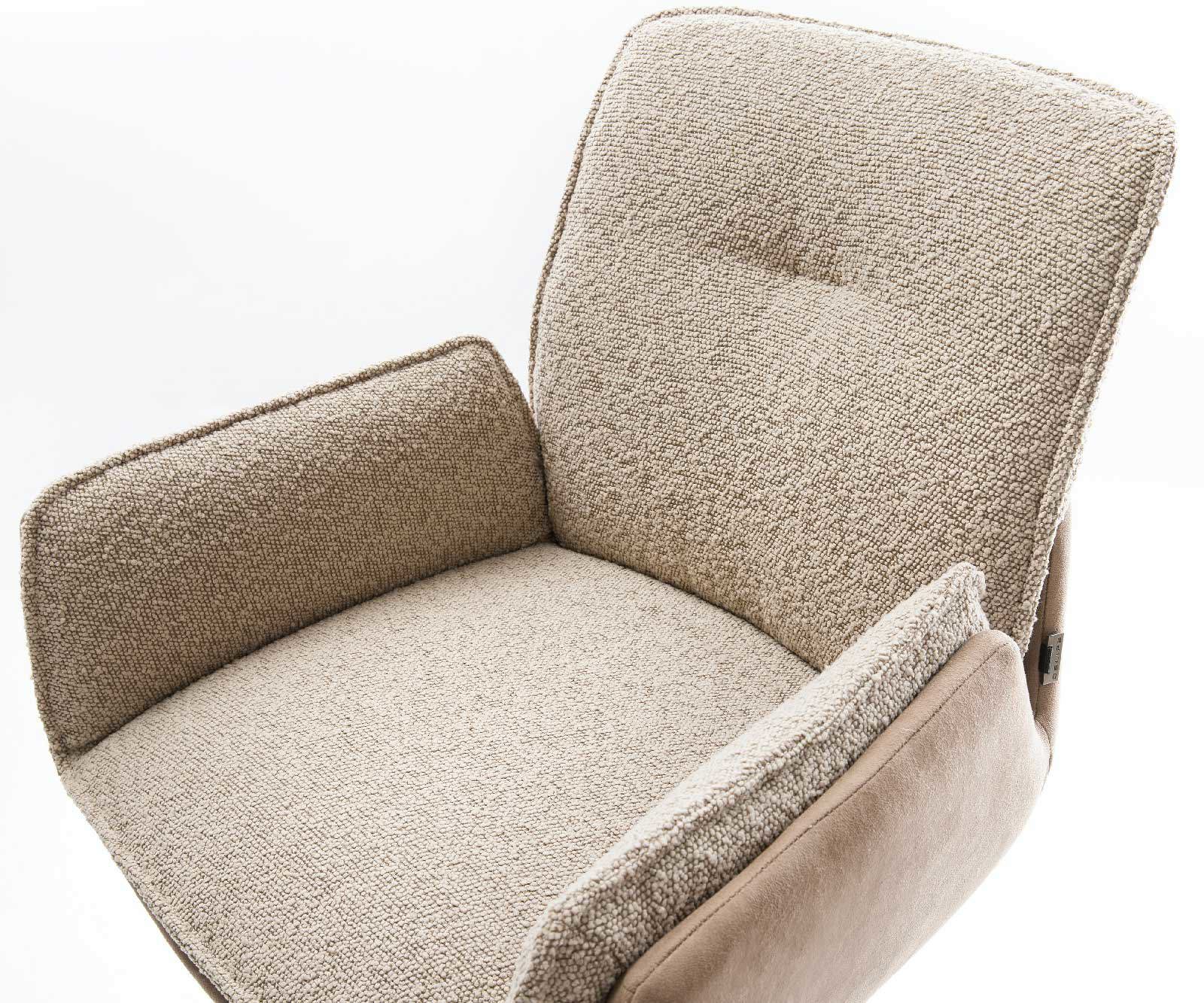 Chaise-de-bar Nela-Flex mélange de matériaux boue pied pivotant réglable en hauteur acier inoxydable pivotant ressorts ensachés 3
