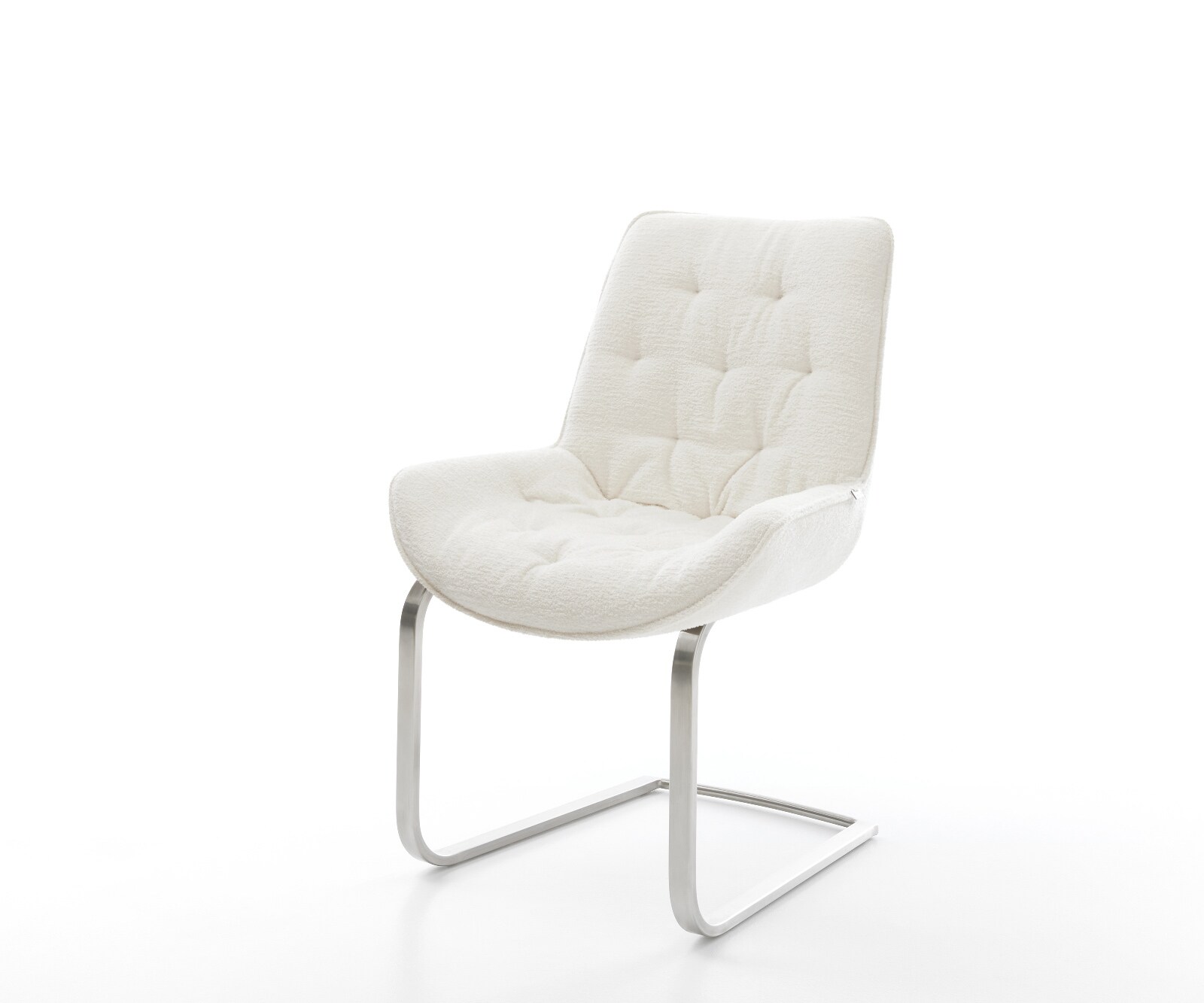 Cantilever Taimi-Flex bouclé doux beige pied cantilever plat acier inoxydable 1