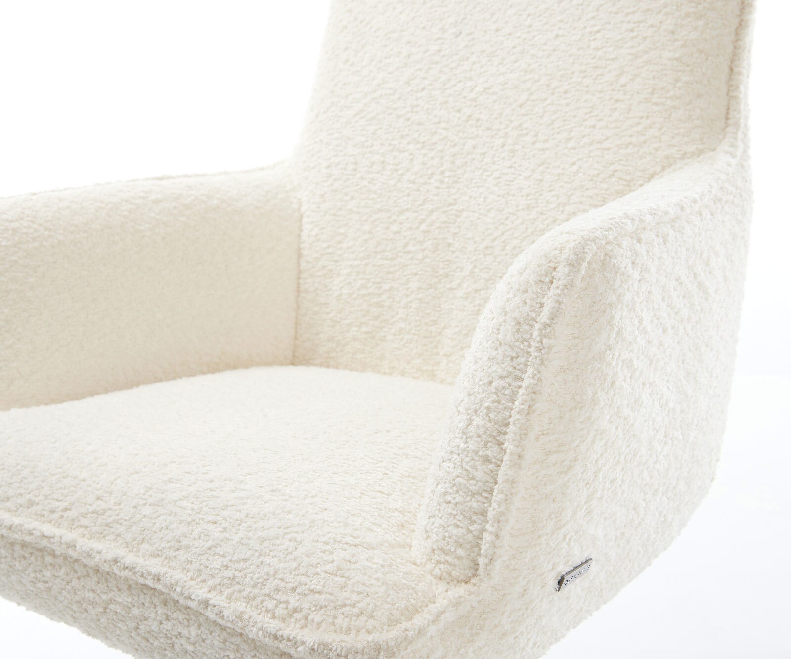 Chaise-pivotante Heira-Flex bouclé blanc pied croisé large acier inoxydable brossé pivotement sur 360° fonction bascule ressorts ensachés 3 Chaise-pivotante Heira-Flex bouclé blanc pied croisé large acier inoxydable brossé pivotement sur 360° fonction bascule ressorts ensachés 3