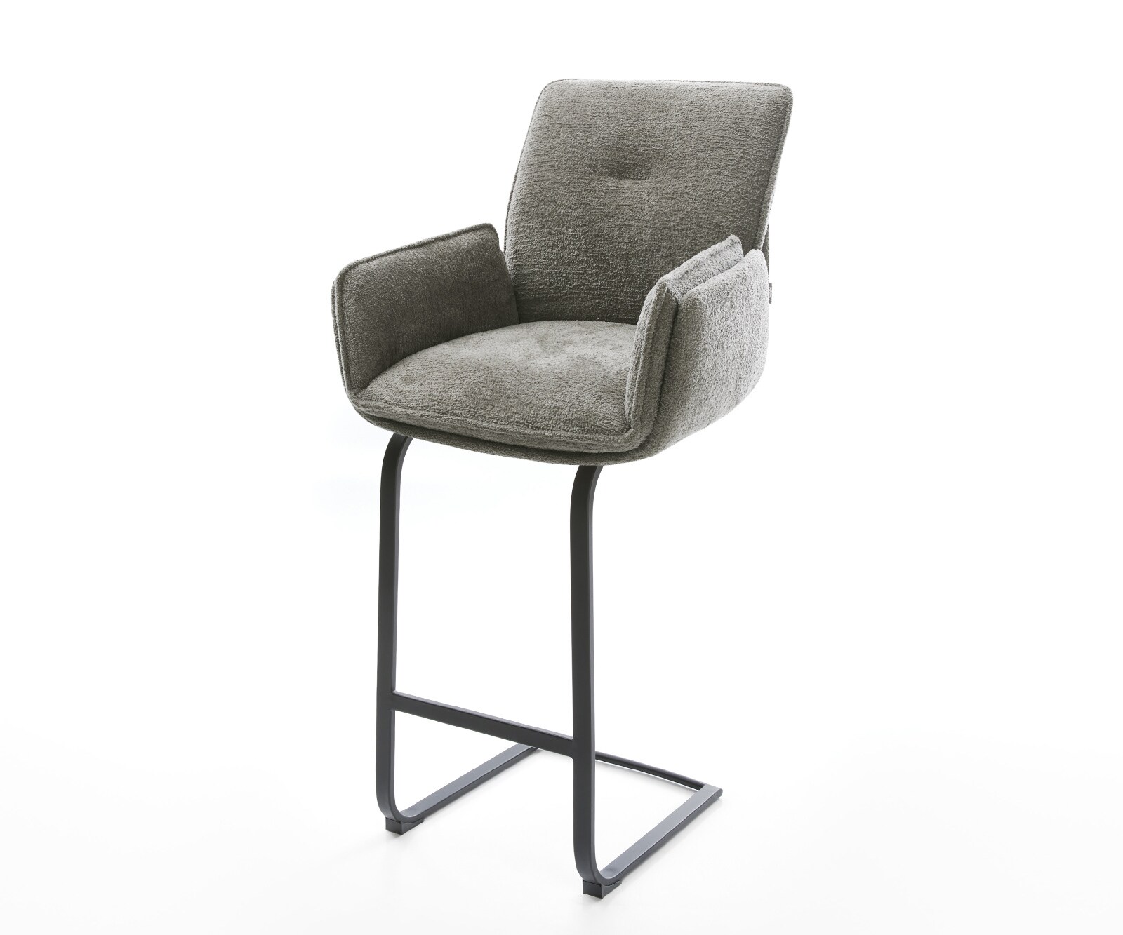 Chaise-de-bar Nela-Flex Bouclé doux Boue Pied cantilever plat noir Noir