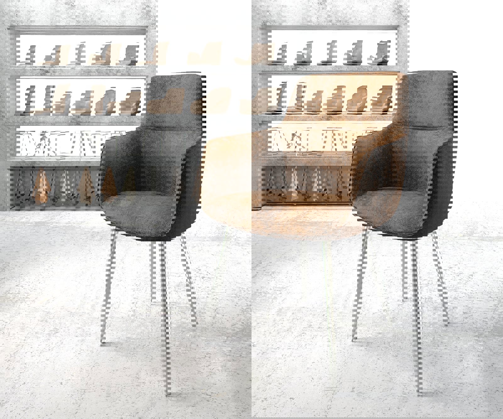 Fauteuil Pejo-Flex brun antique 4-pieds conique acier inoxydable 1