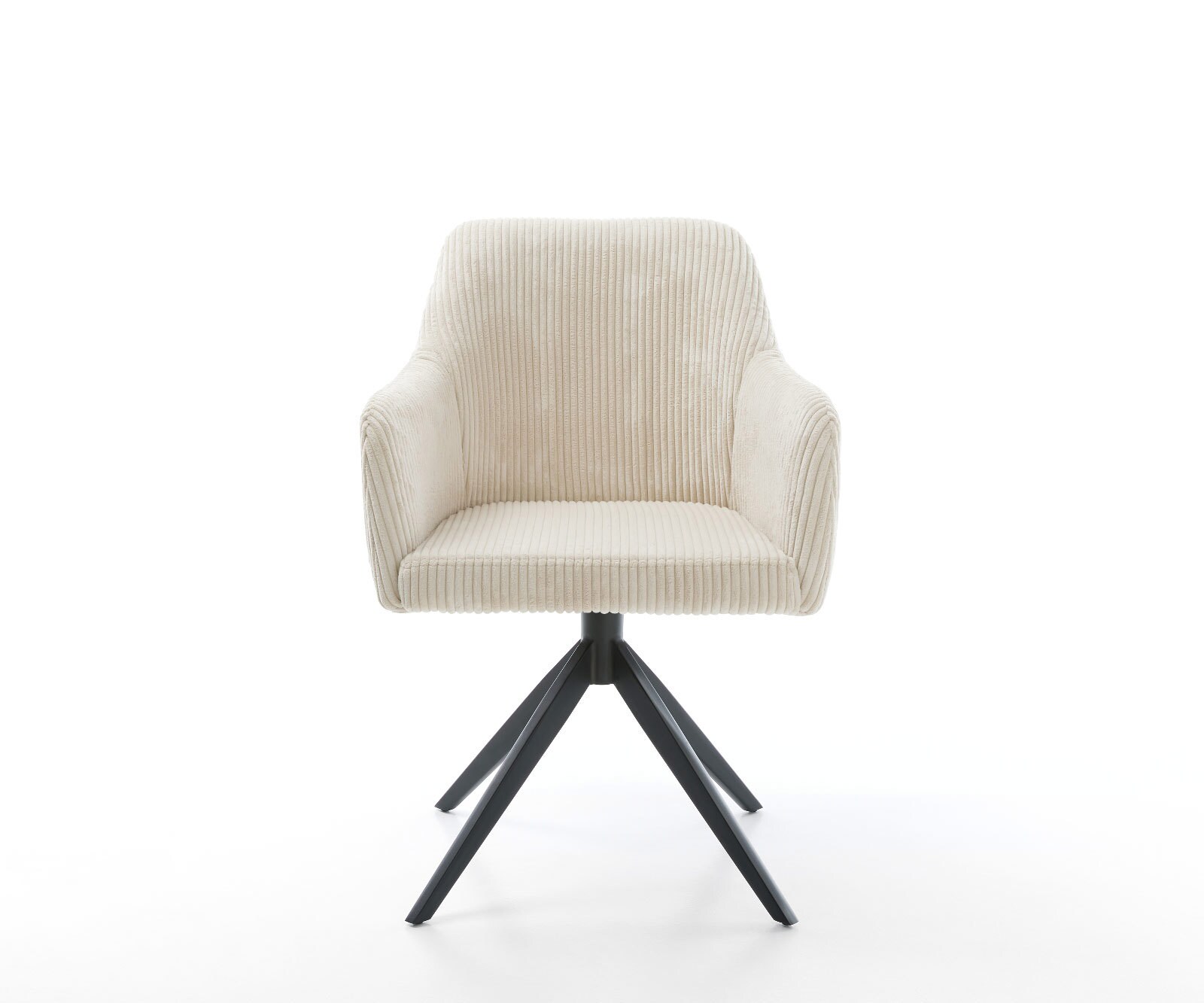 Chaise-de-salle-à-manger Greg-Flex côtelé beige vintage pied croisé large noir ressorts ensachés 1