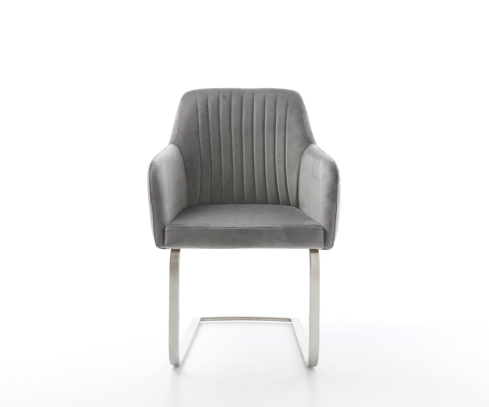 Cantilever Greg-Flex velours gris pied cantilever plat acier inoxydable brossé ressorts ensachés 2