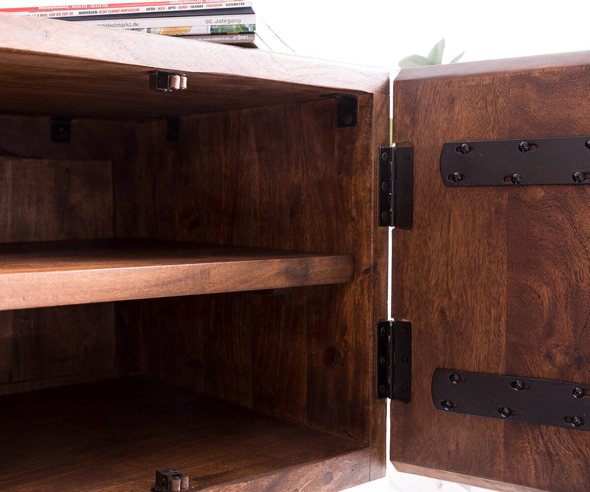 Meuble-TV Live-Edge 200 cm acacia marron 4 portes 2 compartiments 5 Meuble-TV Live-Edge 200 cm acacia marron 4 portes 2 compartiments 5