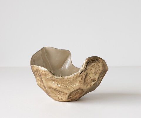 Coupe décorative Valena l33 x P20 x H22 cm Aluminium Champagner Ivory Faite main