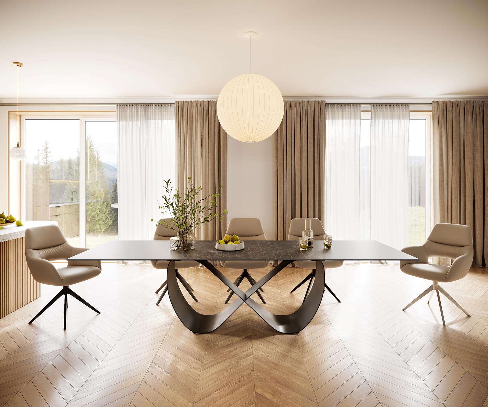 Table à manger Edge 300x100 Céramique Laminam® Nero Greco Anthracite Infinity Métal Noir 1 Table à manger Edge 300x100 Céramique Laminam® Nero Greco Anthracite Infinity Métal Noir 1