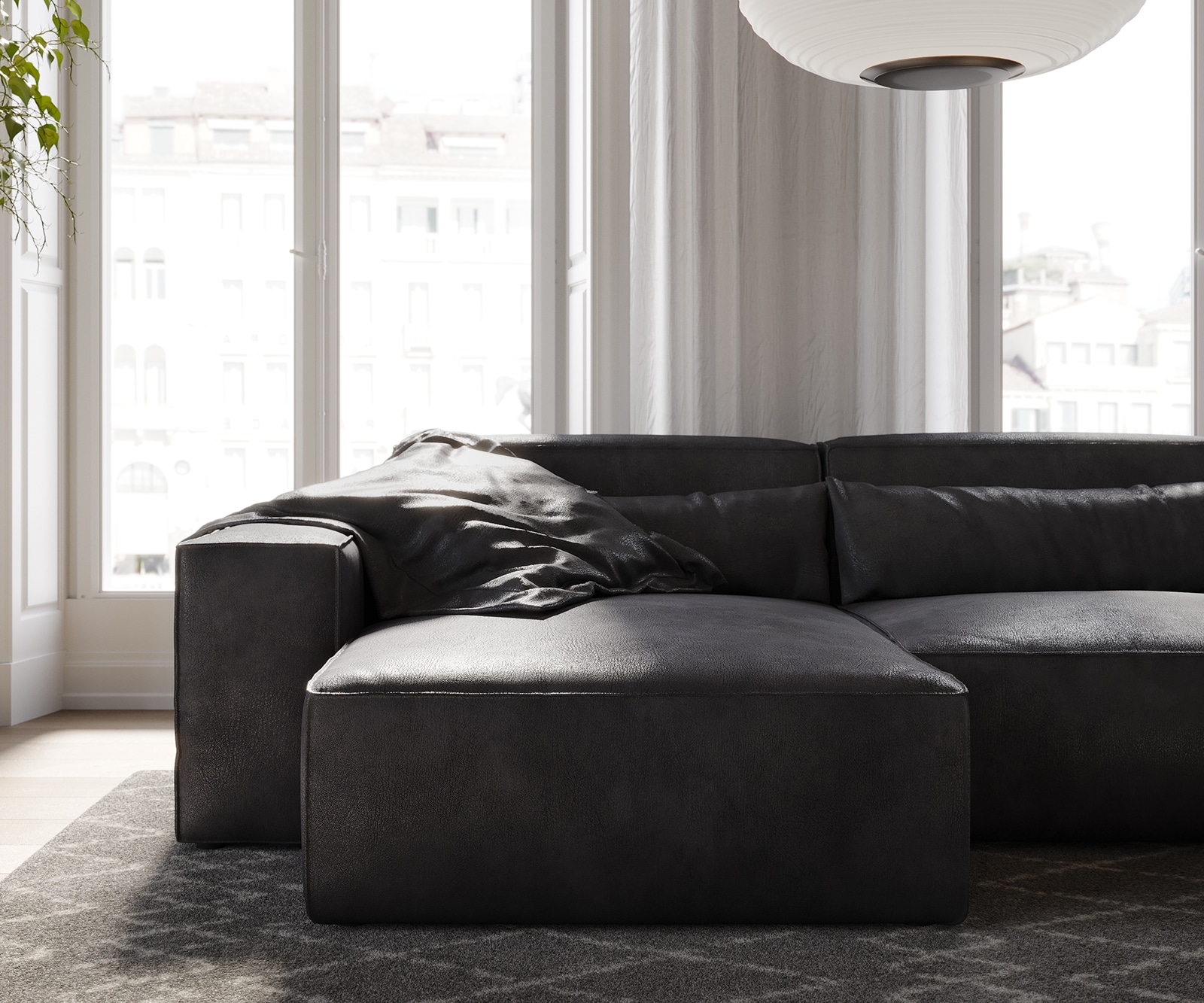 Canapé d'angle Sirpio 230x155 cm Cuir synthétique Vintage Anthracite Recamiere variable 4 Canapé d'angle Sirpio 230x155 cm Cuir synthétique Vintage Anthracite Recamiere variable 4