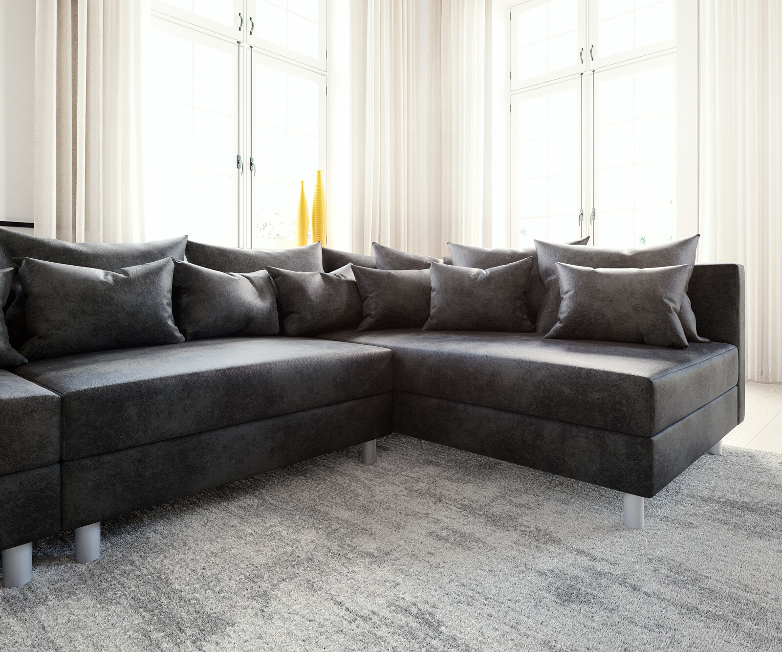 Canapé Clovis XL anthracite salon modulaire optique antique 4