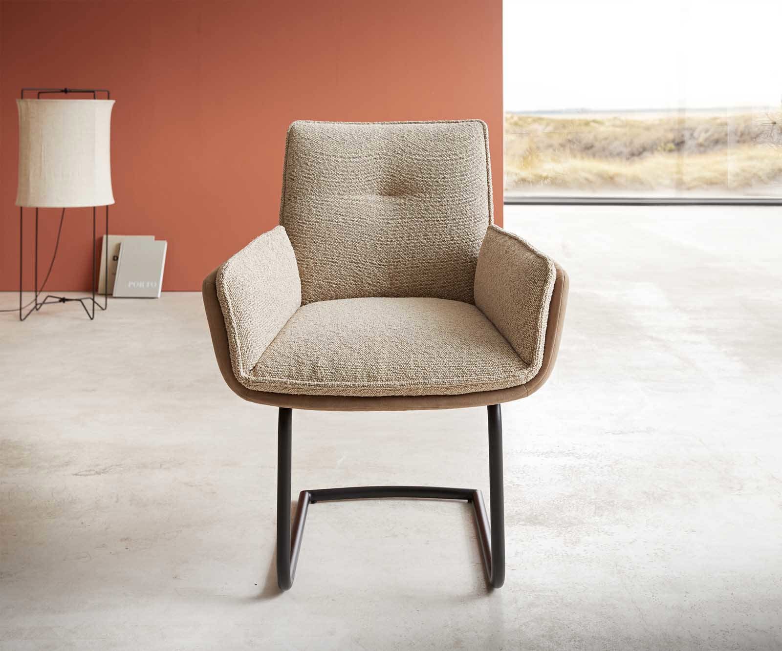 Cantilever Nela-Flex tissu mixte couleur boue pied cantilever rond noir 1 Cantilever Nela-Flex tissu mixte couleur boue pied cantilever rond noir 1