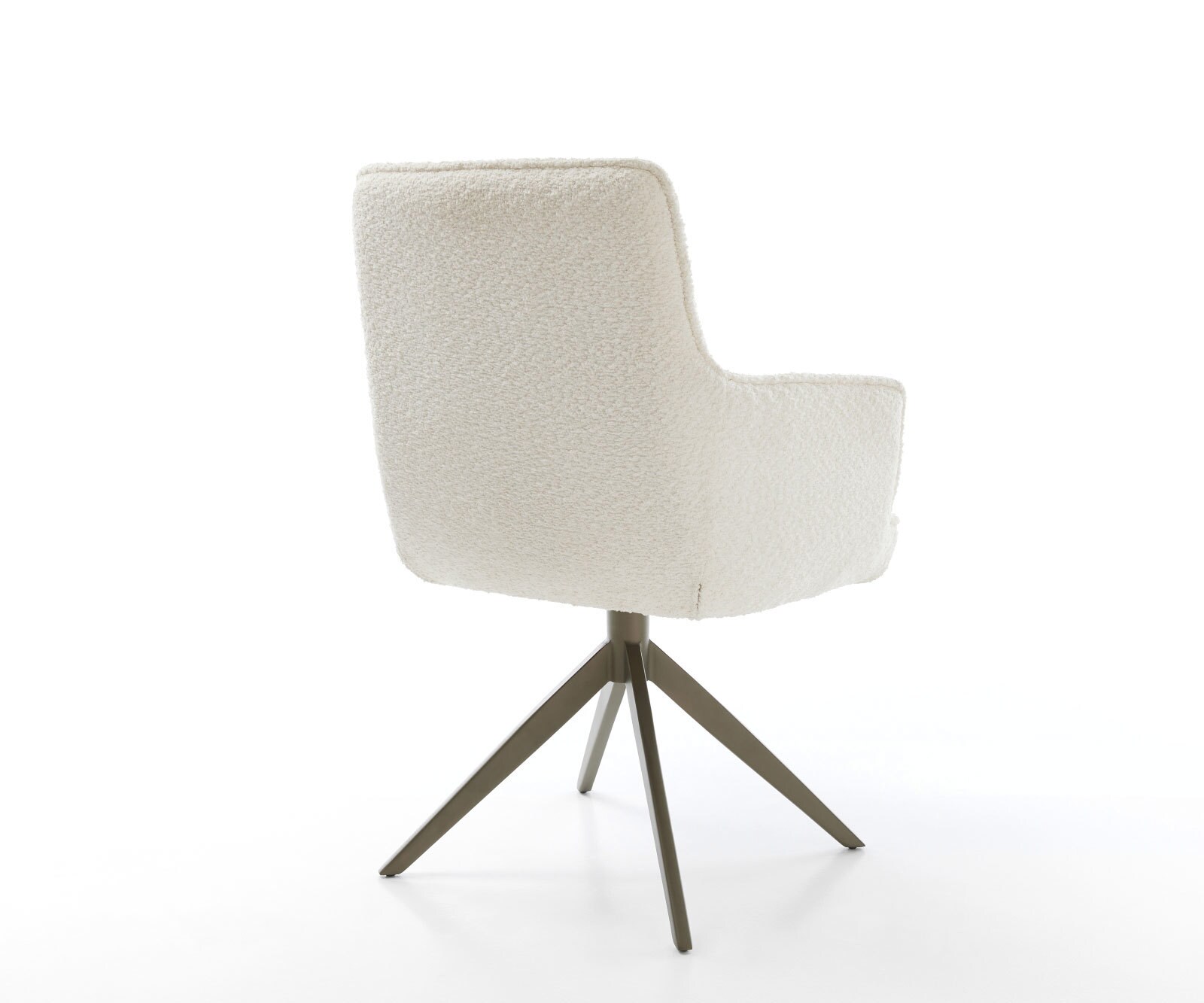 Chaise-pivotante Heira-Flex bouclé blanc pied croisé large aspect titane pivotement sur 360° fonction bascule ressorts ensachés 4