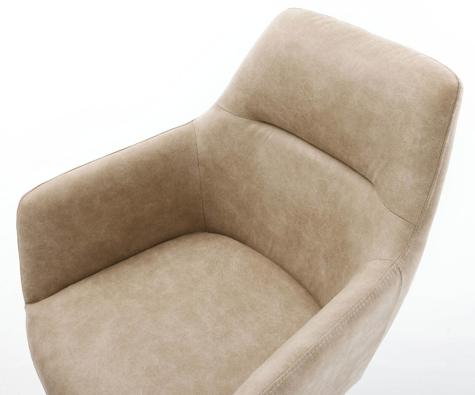 Chaise-de-salle-à-manger Pejo-Flex microvelours beige vintage pied trapèze acier inoxydable brossé ressorts ensachés 3