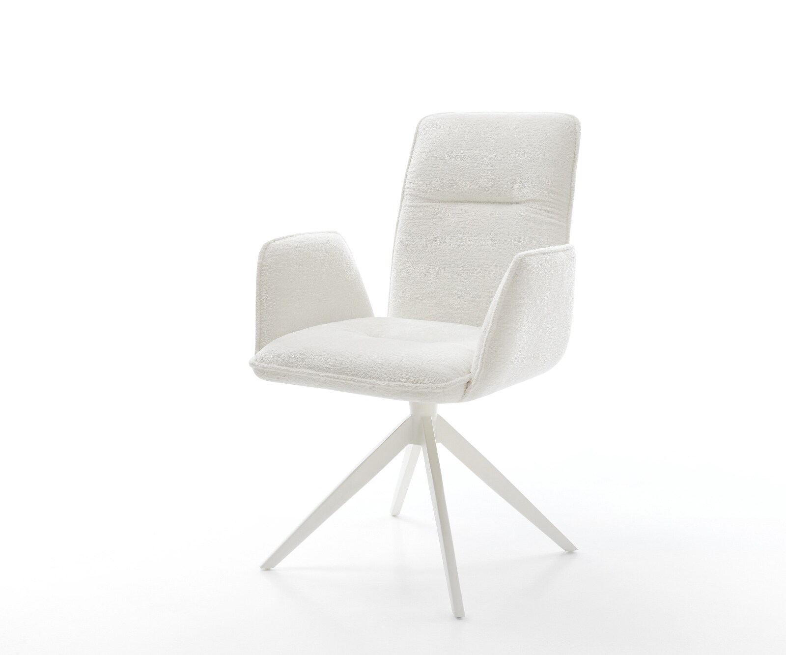 Chaise-pivotante Vinja-Flex bouclé doux beige pied croisé large blanc pivotement sur 360° fonction bascule 1
