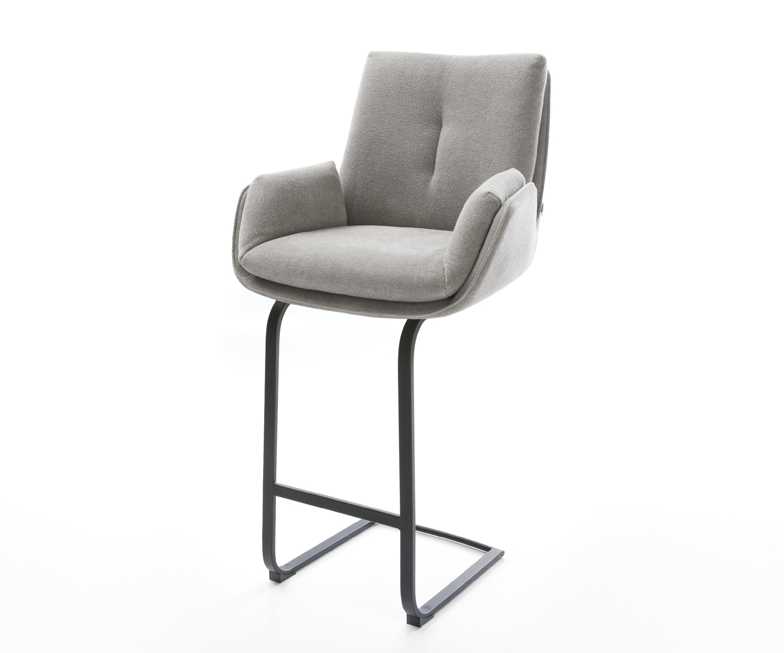 Chaise-de-bar Clea-Flex Structure en tissu Soft Gris Piètement métallique plat 1