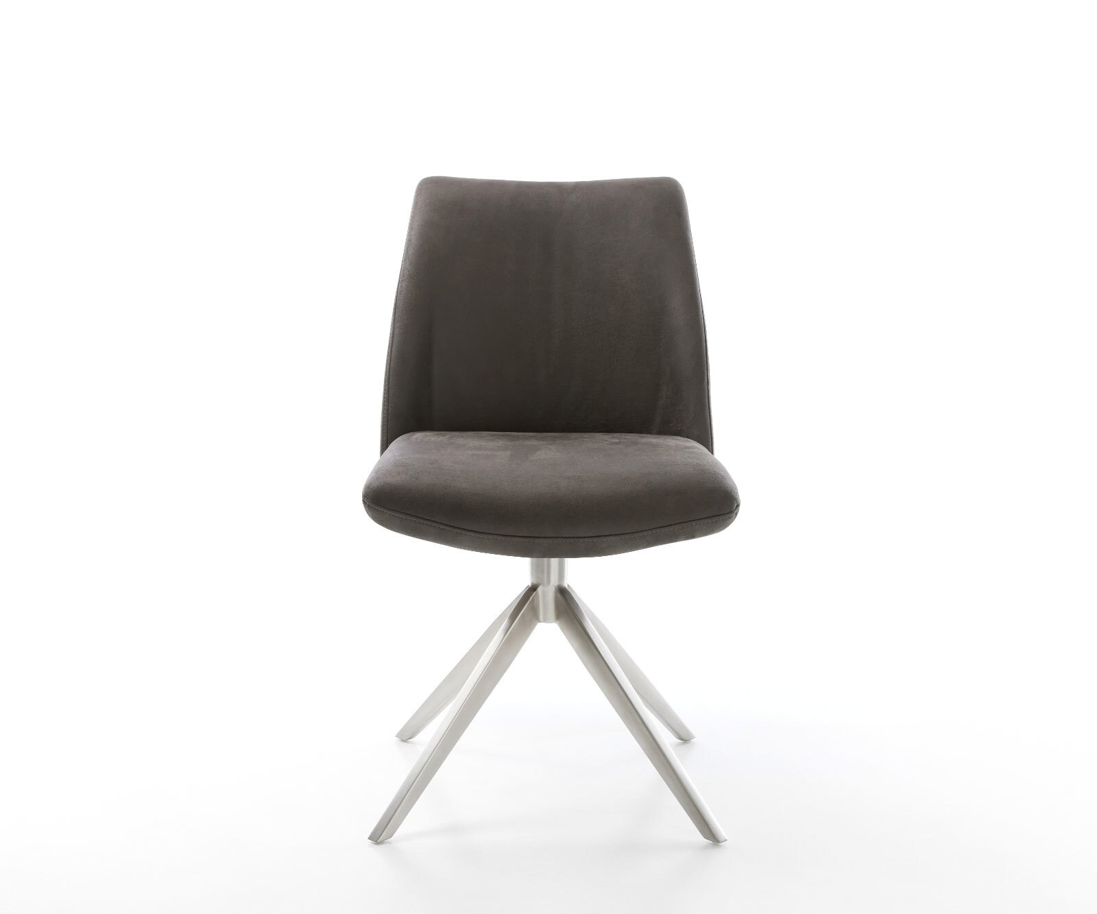 Chaise-pivotante Elso-Flex microvelours anthracite vintage pied croisé large acier inoxydable brossé pivotement sur 360° fonction bascule ressorts ensachés 1