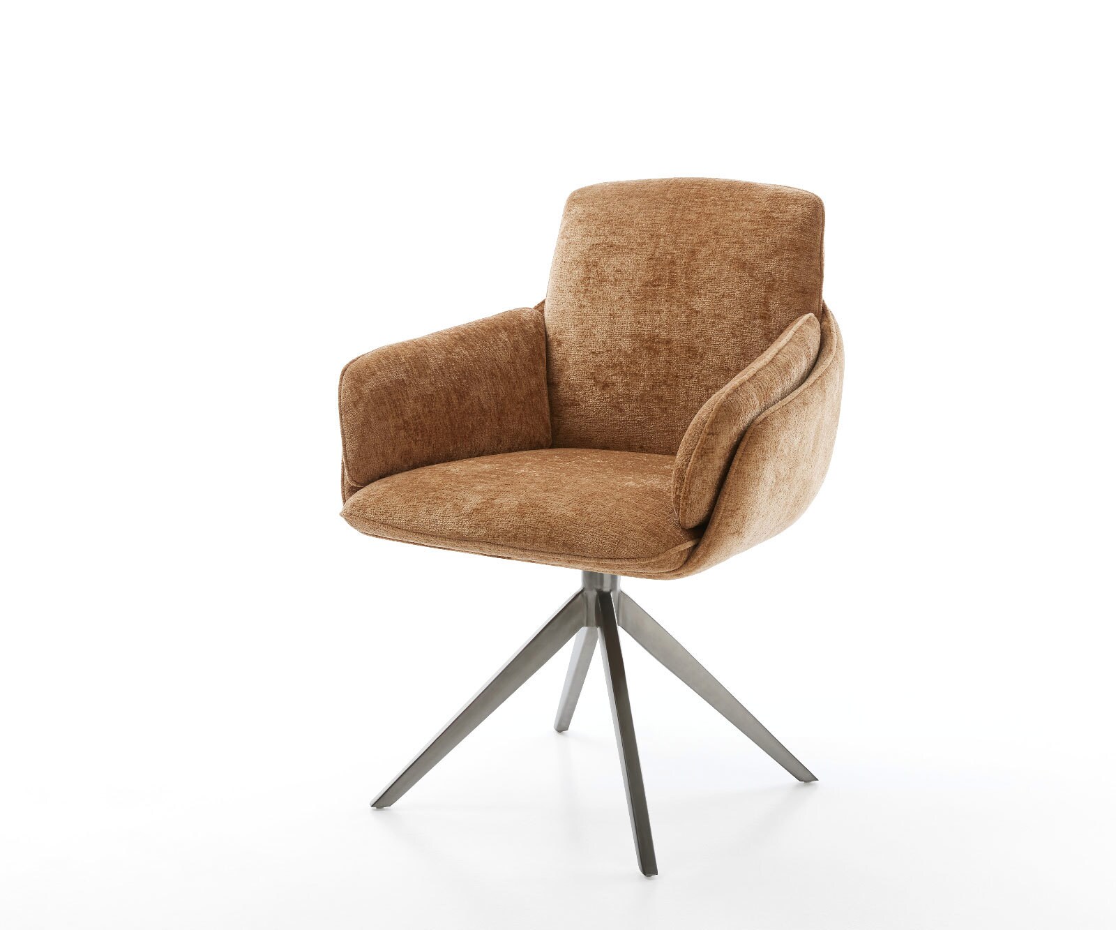 Chaise-pivotante Luan-Flex avec accoudoirs chenille rouille pied croisé large grafiete pivotement sur 360° fonction bascule 1