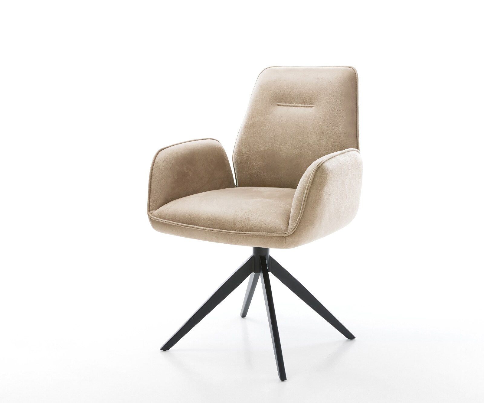 Chaise-pivotante Zoa-Flex microvelours beige vintage pied croisé large noir pivotement sur 360° fonction bascule ressorts ensachés