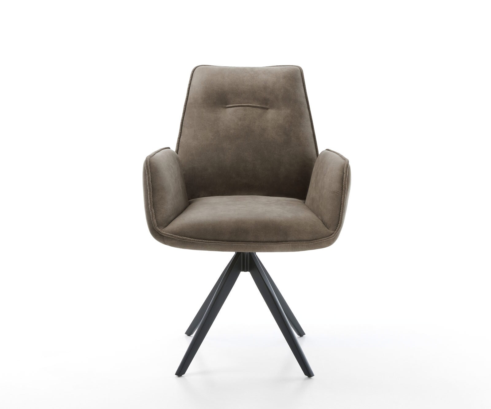 Chaise-de-salle-à-manger Zoa-Flex microvelours taupe vintage pied croisé angulaire noir ressorts ensachés 1
