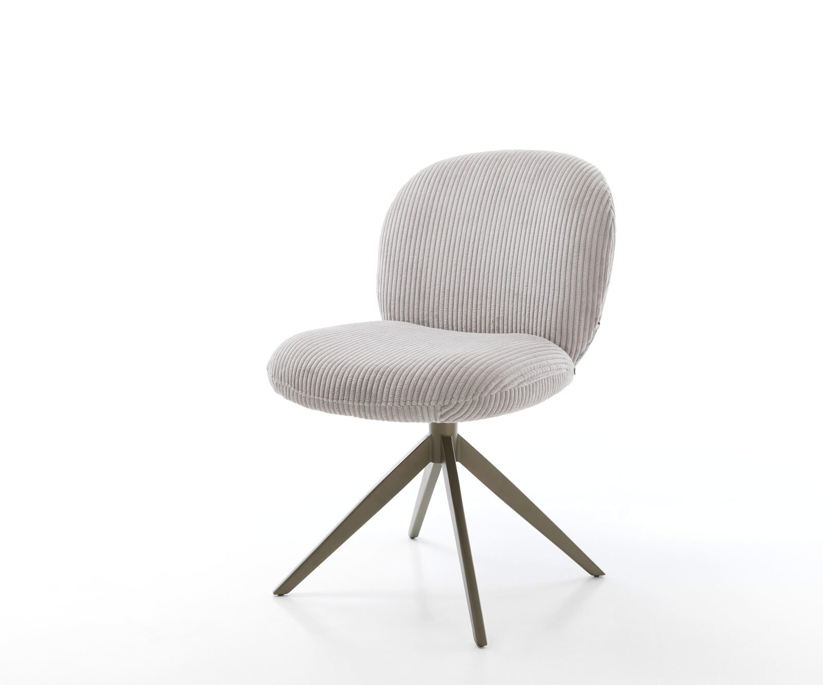 Chaise-pivotante Nube-Flex côtelé gris argenté pied croisé large aspect titane pivotement sur 360° ressorts ensachés