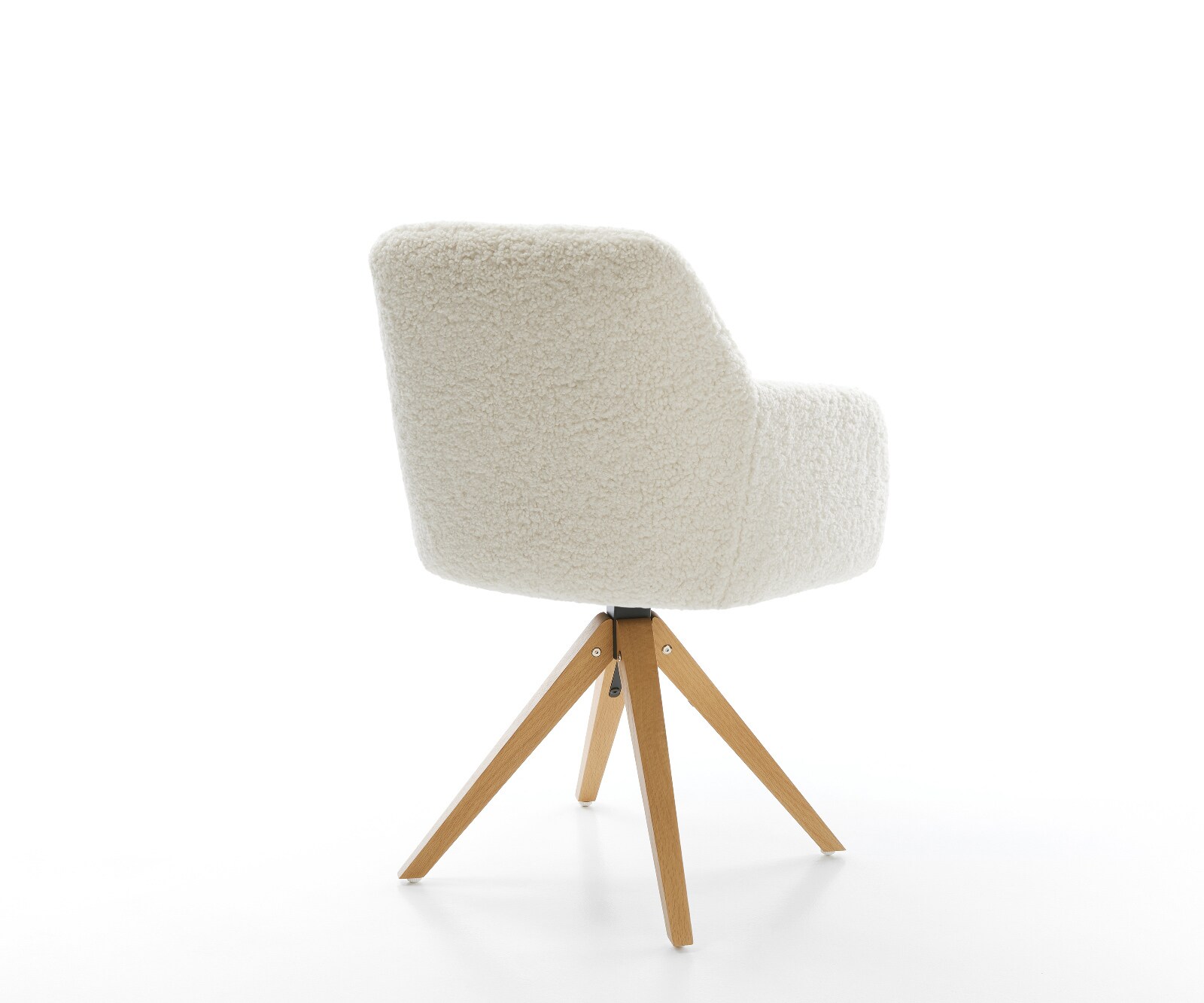 Chaise-pivotante Greg-Flex tissu teddy beige pied en bois angulaire naturel pivotement sur 180° ressorts ensachés 5